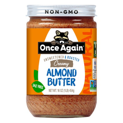 Once Again Almond Butter Spread Creamy Unsweetend & Salt Free - 16 Oz