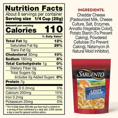 Sargento Shredded 4 State Cheddar Natural Cheese - 7.5 Oz - Image 5