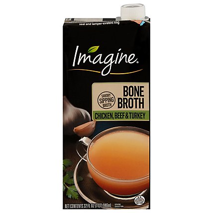 Imagine Bone Broth Hearth Chicken Beef & Turkey 10g Protein - 32 Fl. Oz. - Image 1
