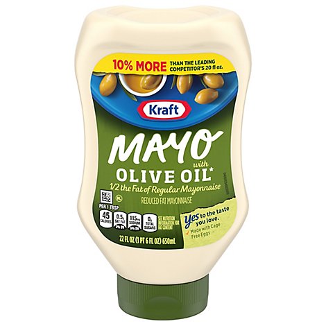 Kraft Mayo Mayonnaise Reduced Fat with Olive Oil Squeeze Bottle - 22 Fl. Oz.