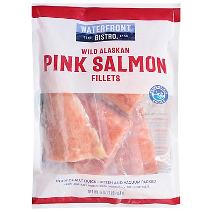 waterfront BISTRO Salmon Fillets Wild Alaskan Pink Boneless & Skin On - 16 Oz - Image 1