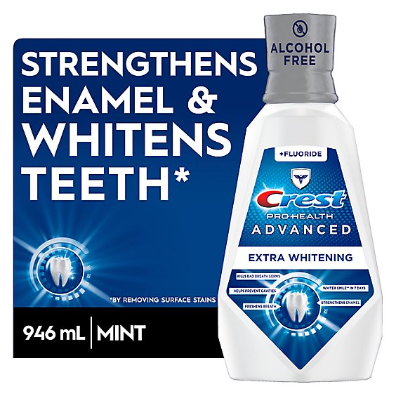 Crest Pro Health Advanced Alcohol Free Extra Whitening Energizing Mint Mouthwash - 32 Fl. Oz.