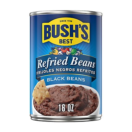 BUSH'S BEST Refried Black Beans - 16 Oz - Image 1