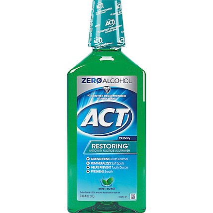 ACT Mouthwash Anticavity Fluoride Mint Burst - 33.8 Z - Image 2