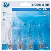 GE Light Bulbs Crystal Clear CA Type Candelabra Base 60 Watts - 4 Count - Image 2