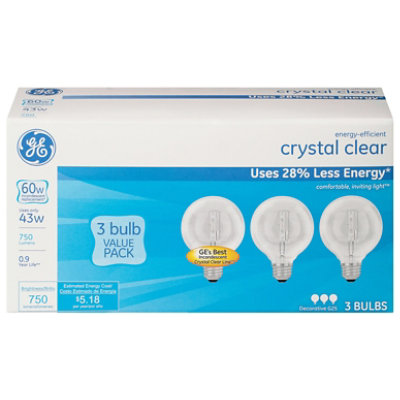 GE Light Bulbs Crystal Clear G25 Decorative 60 Watts - 3 Count - Image 3