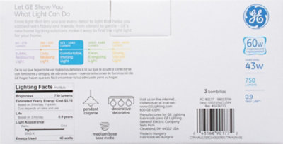 GE Light Bulbs Crystal Clear G25 Decorative 60 Watts - 3 Count - Image 4