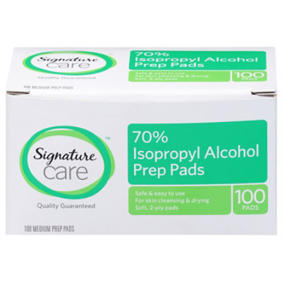 Signature Care Prep Pads Alcohol Isopropyl 70% - 100 Count