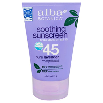 Alba Botanica SPF 45 Pure Lavender Smoothing Sunscreen - 4.0 Oz - safeway