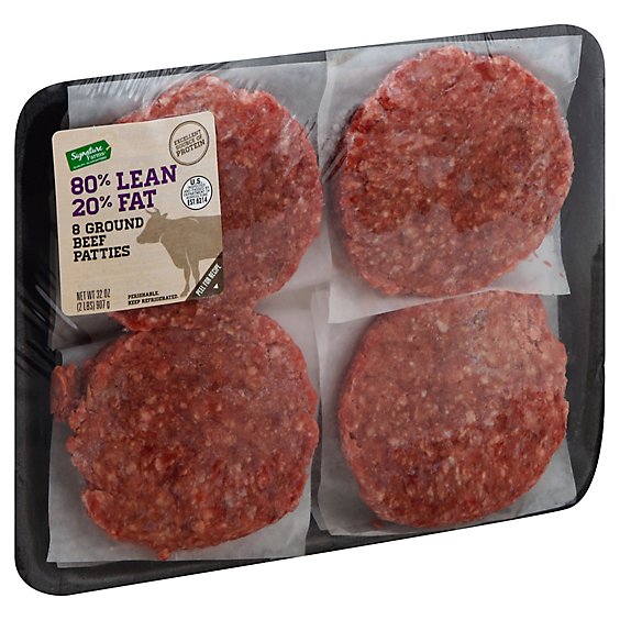 Signature Farms Beef Ground Beef Patties 80% Lean 20% Fat - 2 Lb