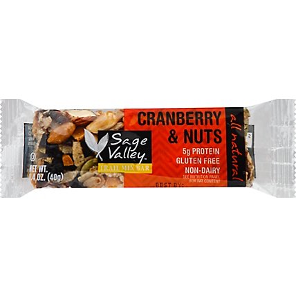 Sage Valley Trail Mix Bar Cranberry & Nuts - 1.4 Oz - Image 2
