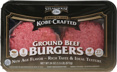 Meat Counter Ground Beef Hamburger Patties Steakhouse Elite Kobe Crafted Original Beef - 1.5 Lb. - Image 1