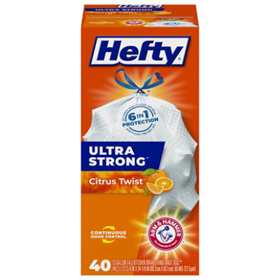 Hefty Trash Bag Drawstring Ultra Strong Tall Citrus Twist - 40 Count - Image 3