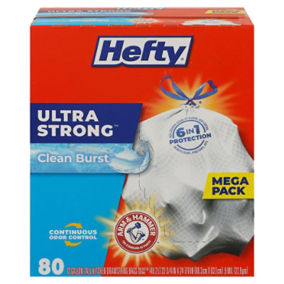 Hefty Trash Bag Tall Drawstring Ultra Strong Clean Burst Mega Pack - 80 Count - Image 3