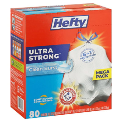 Hefty Ultra Strong Blackout Tall Kitchen Trash Bags, Clean Burst