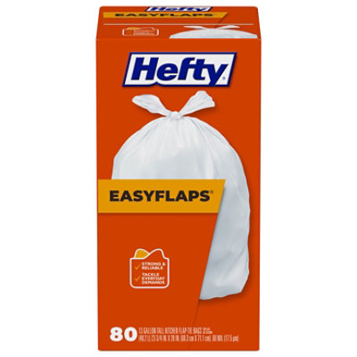 Hefty Trash Bags Easy Flaps Flap Tie Tall 13 Gallon - 80 Count