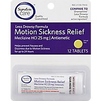 Signature Care Motion Sickness Relief Tablet Meclizine HCI 25mg Less Drowsy Formula - 12 Count - Image 2