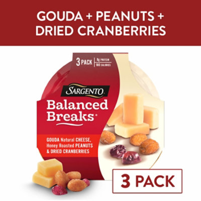 Sargento Balanced Breaks Gouda Natural Cheese Honey Roasted Peanuts Dried Cranberries - 3-1.5 Oz - Image 1