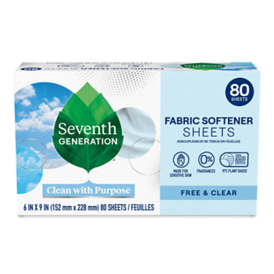 Seventh Generation Fabric Softener Sheets Free & Clear - 80 Count - Image 1