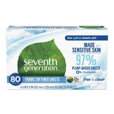 Seventh Generation Fabric Softener Sheets Free & Clear - 80 Count