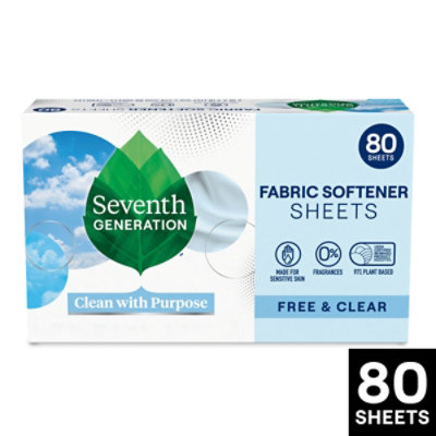 Seventh Generation Fabric Softener Sheets Free & Clear - 80 Count - Image 2