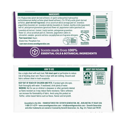 Seventh Generation Fabric Softener Sheets Fresh Lavender Scent - 80 Count - Image 6