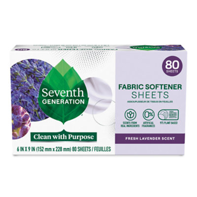 Seventh Generation Fabric Softener Sheets Fresh Lavender Scent - 80 ...