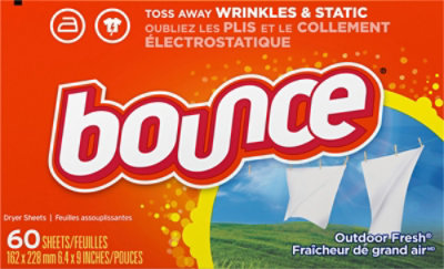 Bounce Fabric Softener Dryer Sheets Outdoor Fresh - 60 Count - Image 1