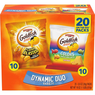 Pepperidge Farm Goldfish Colors Cheddar and Flavor Blasted Xtra Cheddar Crackers - 20 Ct - 0.9 Oz - Image 1