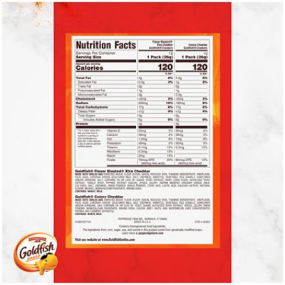 Goldfish Colors Cheddar and Flavor Blasted Xtra Cheddar Crackers 20 Count - 0.9 Oz - Image 4