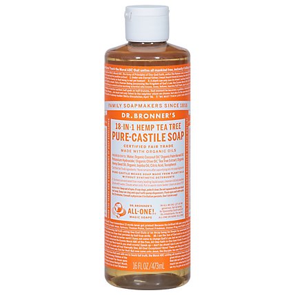 Dr. Bronners Soap Liquid Pure Castile 18 In 1 Hemp Tea Tree - 16 Oz - Image 3