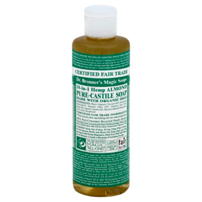 Dr. Bronners Soap Liquid Pure Castile 18 In 1 Hemp Almond - 8 Fl. Oz. - Image 1