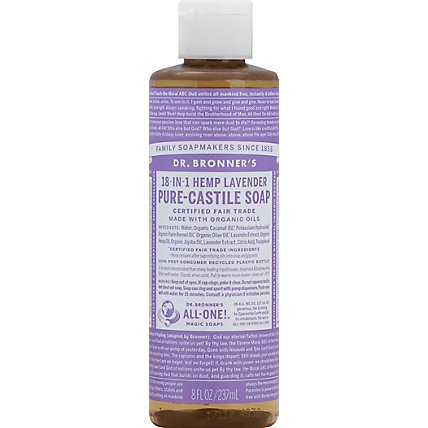 Dr. Bronners Soap Liquid Pure Castile 18 In 1 Hemp Lavender - 8 Fl. Oz. - Image 2