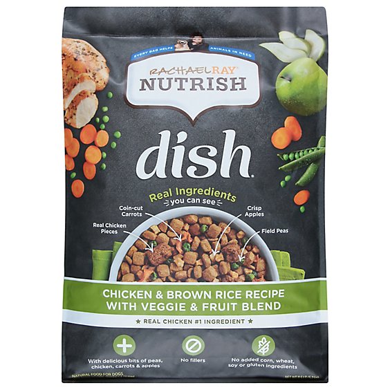 Rachael Ray Nutrish Food for Dogs Dish Chicken & Brown Rice Recipe Bag - 11.5 Lb