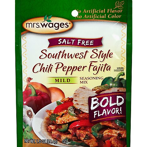 Mrs Wages Seasoning Mix Salt Free Southwest Style Chili Pepper Fajita Mild - 1 Oz