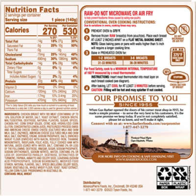 Barber Foods Stuffed Chicken Breasts Cordon Bleu - 2 - 10 Oz - Image 4