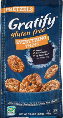 Gratify Pretzels Gluten Free Thins Everything - 10.5 Oz - Image 1