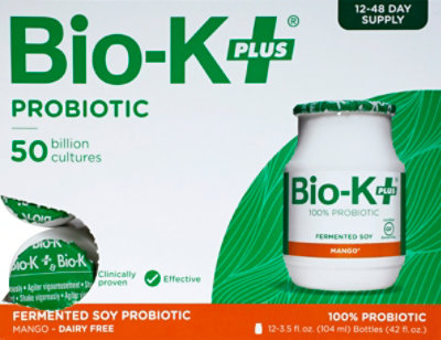 Bio-K Plus Probiotic Fermented Soy Mango Bottles - 12-3.5 Fl. Oz. - Image 2