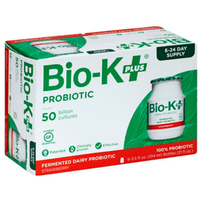 Bio-K Plus Acidophilus Strawberry - 6-3.5 Fl. Oz.