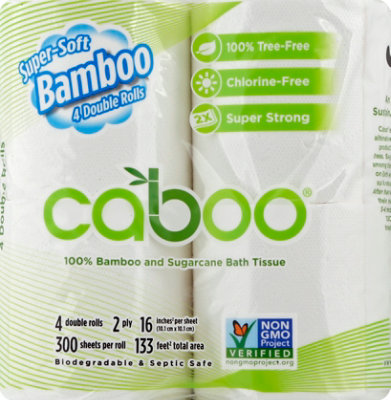 Caboo Bathroom Tissue Double Roll 2-Ply Fragrance Free Bag - 4 Roll - Image 2