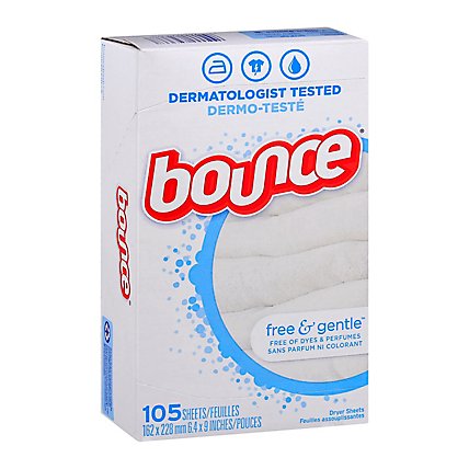 Bounce Fabric Softener Dryer Sheets Free & Gentle - 105 Count - Image 1