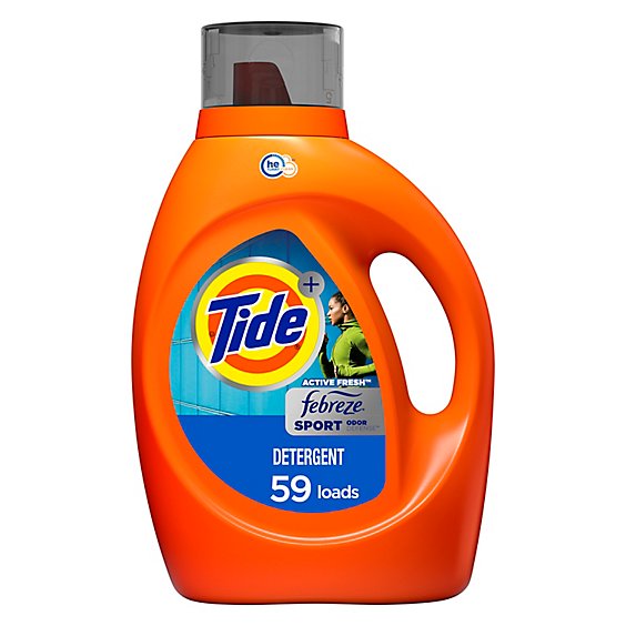 Tide Plus Febreze Sport Odor Defense Liquid Laundry Detergent HE Turbo Clean 59 Loads - 92 Fl. Oz.