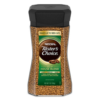 NESCAFE Tasters Choice Coffee Instant House Blend Decaf Jar  - 7 Oz