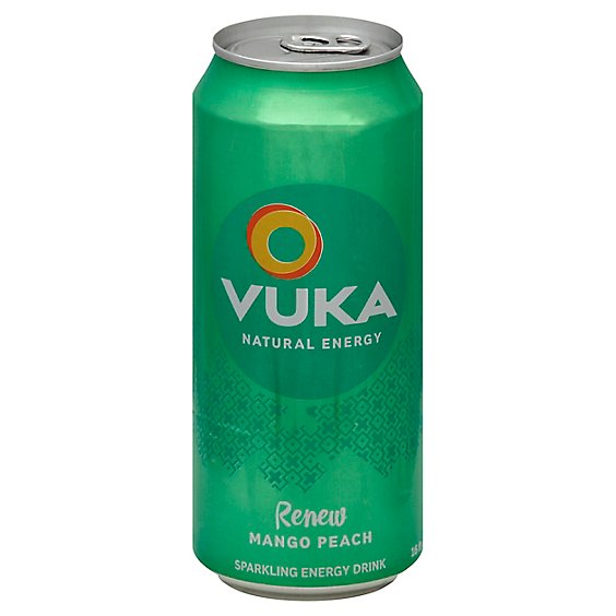 Vuka Energy Drink Sparkling Renew Mango Peach - 16 Fl. Oz.