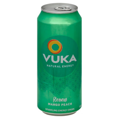 Vuka Energy Drink Sparkling Renew Mango Peach - 16 Fl. Oz.