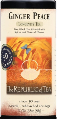 The Republic of Tea Black Tea Bags Longevity Ginger Peach - 50 Count - Image 2