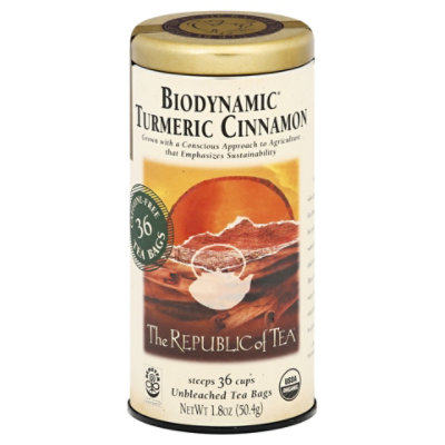 The Republic of Tea Biodynamic Organic Unbleached Tea Turmeric Cinnamon - 36 Count - Image 3