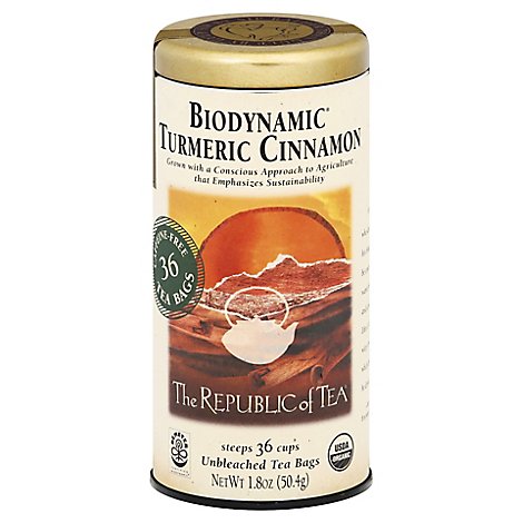 The Republic of Tea Biodynamic Organic Unbleached Tea Turmeric Cinnamon - 36 Count