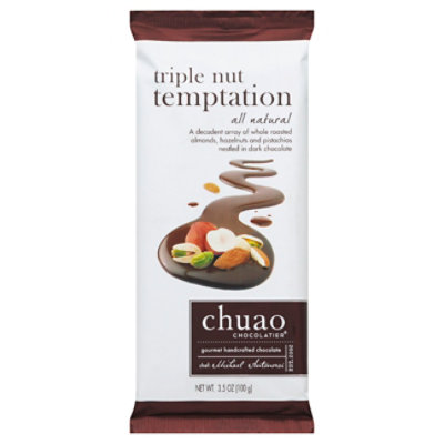 Chuao Chocolatier Chocolate Bar Dark Chocolate Triple Nut Temptation - 3.52 Oz