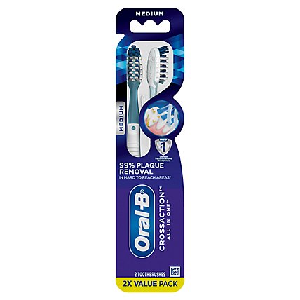 Oral B Cross Action Toothbrush All In One Medium - 2 Count - Image 1